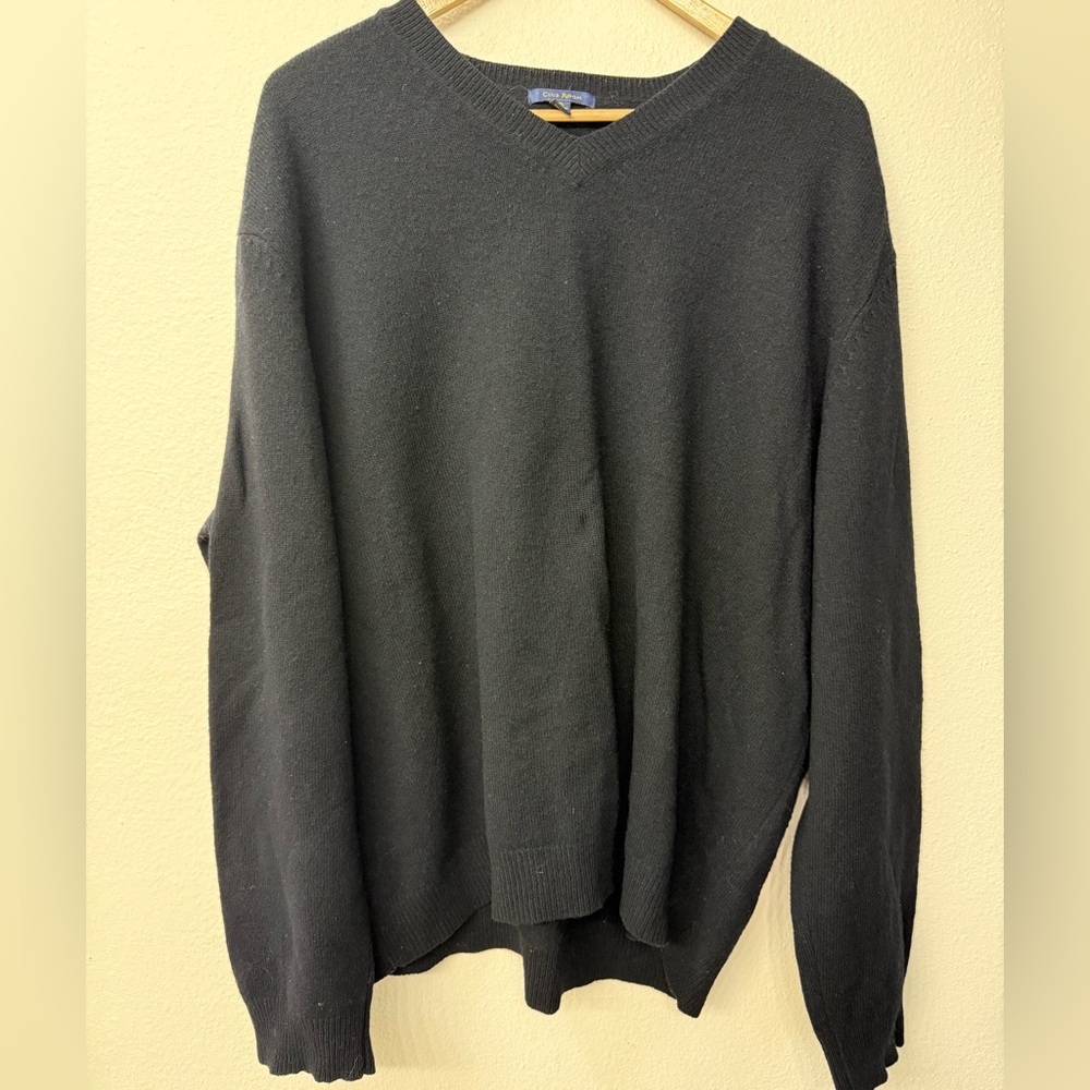 Club Room Black V-Neck Sweater, 100% Lambs Wool, XXL